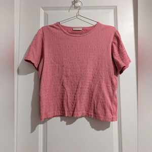 Appleseed's Pink Ribbed Crop Shirt